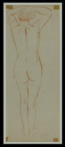 Studio di nudo femminile stante di schiena, sanguigna su carta, 1934; 